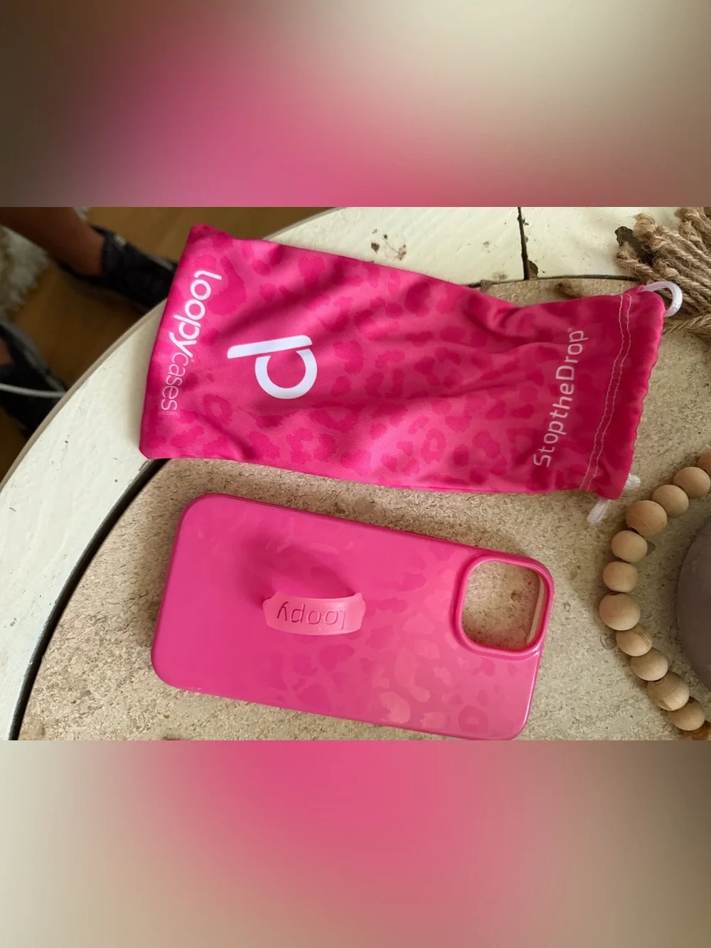Loopy Case iPhone 14 Hot Pink Leopard Grip Phone Case